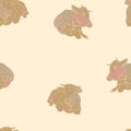 Seamless Pattern with bull, cows. Royalty Free Stock Photo